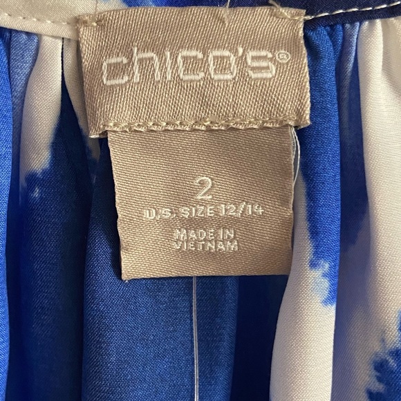 Chico’s blouse watercolors split v neck pop over Large - Picture 7 of 8